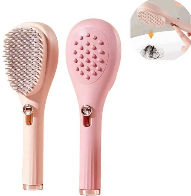 셔니엘 엉킴방지 머리빗1+1헤어브러쉬 머리카락제거 기능, 1개, 핑크+베이지