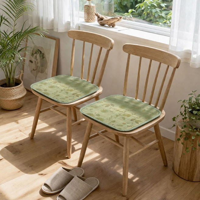 [친환경] 리빙가을 청 여름 대자리 대나무 냉감 마작 방석, 플라워 청대2장