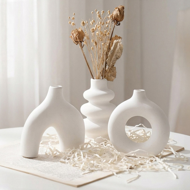 YF 도자기 화병 3P세트 꽃병 오브제