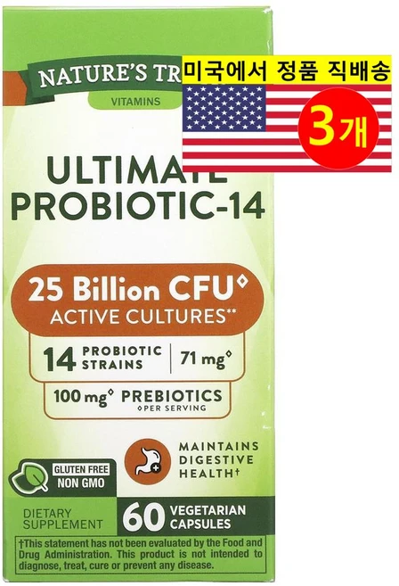 네이쳐스트루스 프로바이오틱-14 2 50억 60 퀵릴리즈 캡슐, 3개, 60정 - 쿠팡