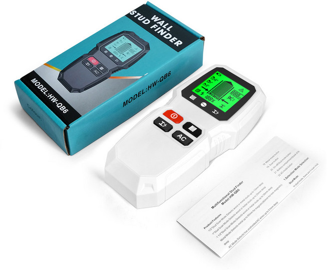 벽스캐너 7 in 1 LCD 전자 탐지기 금속 고감도 벽 스터드 파인더 센서 테스트 도구, WHITE, 1개