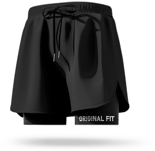 APC雙層泳褲 透氣速乾高彈性 鬆緊綁帶 假兩件式男士泳褲