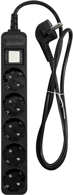 대현써지오 모노케어 멀티탭 5구 접지 블랙 1.5m 3m 5m 10m 10A 1800w 전기연장선 전선형, 1개