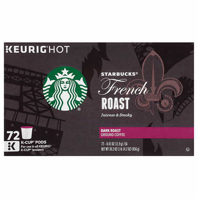 Starbucks 스타벅스 프렌치 로스트 다크 K-컵 포드 72개 856g 캡슐커피, 1개, 72개입