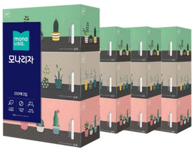 모나리자 벨라지오 각티슈 250매, 4개, 3개입