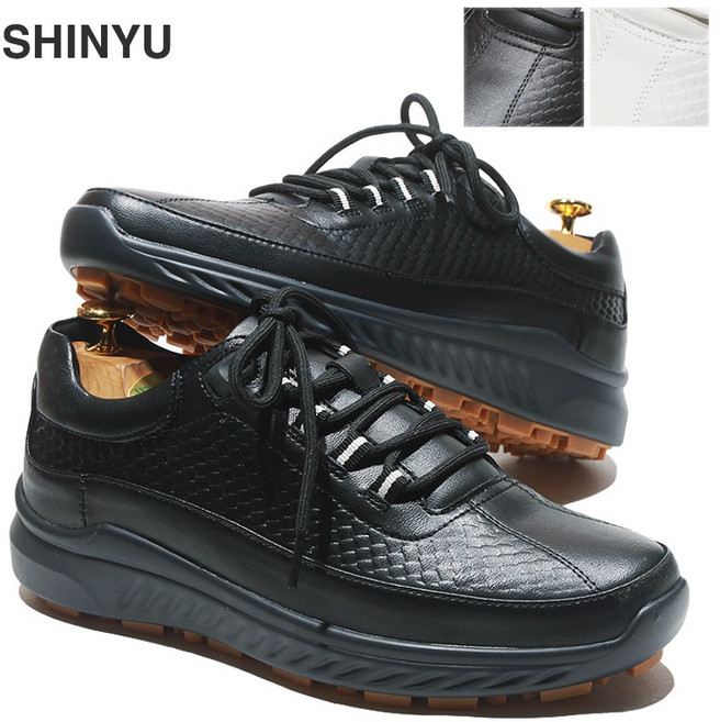 신유 남자 소가죽 스니커즈 발편한 스파이크리스 골프화 운동화 D2047