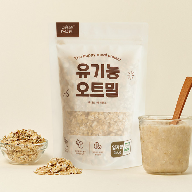 잼먹프로젝트 일반 유기농 오트밀, 250g, 1개