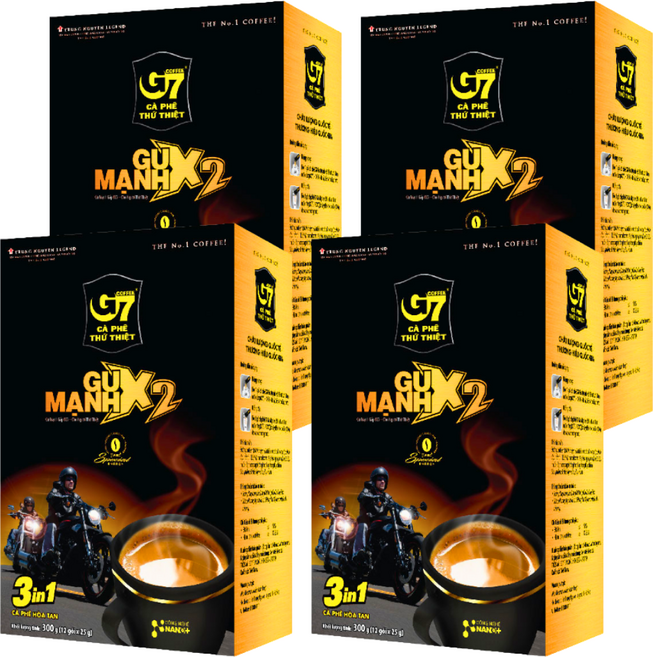 G7 인스턴트 커피 Gu Manh 고카페인 베트남 커피 진한 맛 3in1, 4개, 12개입, 25g