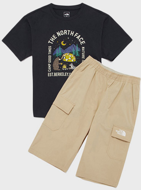 [노스페이스] 키즈 하이크 카프리 크루 세트 NT7UR19U_BLK