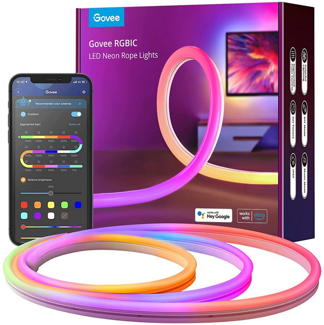 Govee Neon Rope Lights RGBIC LED Neon Rope Light with Music Sync 1600만 DIY 색상 Alexa Google Assis