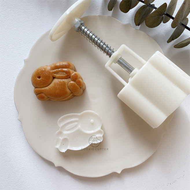 약과틀 토끼 떡 도장 월병틀 모형 화과자 몰드 베이킹 중추절 토끼 4종 세트 50g, 1개