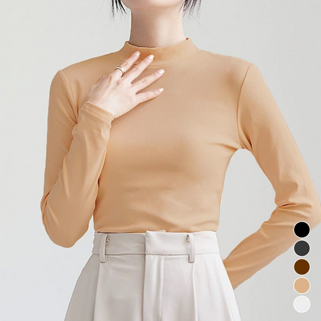 소프트 웜 기모 반폴라 티셔츠 터틀넥 반목티