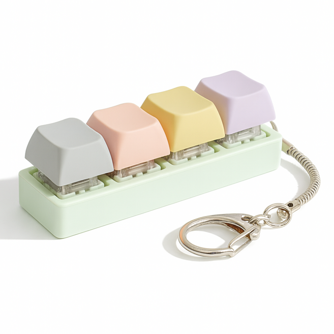 카디테일 파스텔 감성 톡톡 키캡키링, 1개, 파스텔 4구 키링