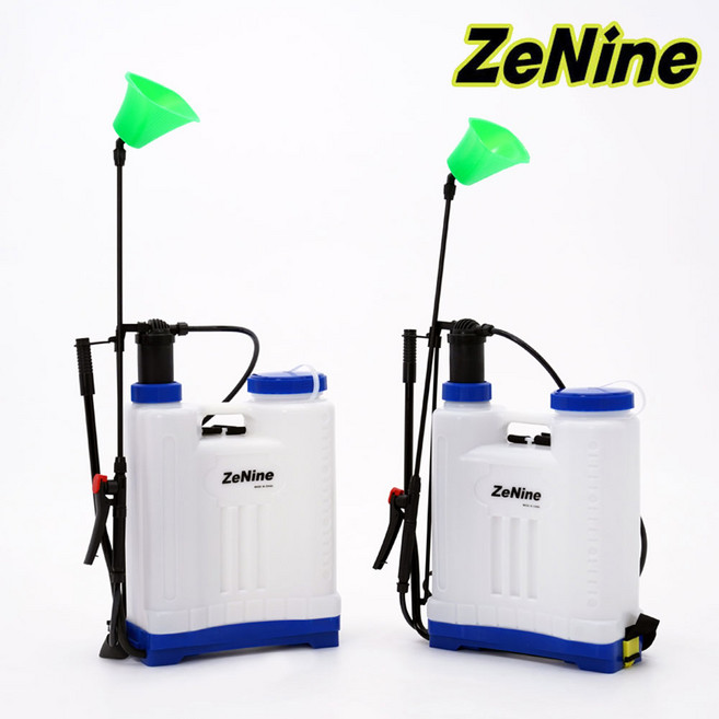 제나인 농약분무기 수동 압축분무기 제초삿갓 제초제 분무기 배부식 소독 방역 농사 농업용 살포기 20리터, ZNK-20L(화이트/블루), 1개