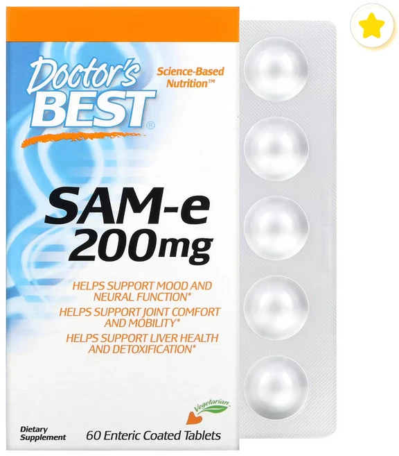 닥터스베스트 SAMe 200mg 60타블렛 비건 베지테리언 Vegan SAM Vegetarian 식물성 베지테리안 샘이 셈이 Veggie Disulfate Tosylate, 60정, 1개 - 쿠팡