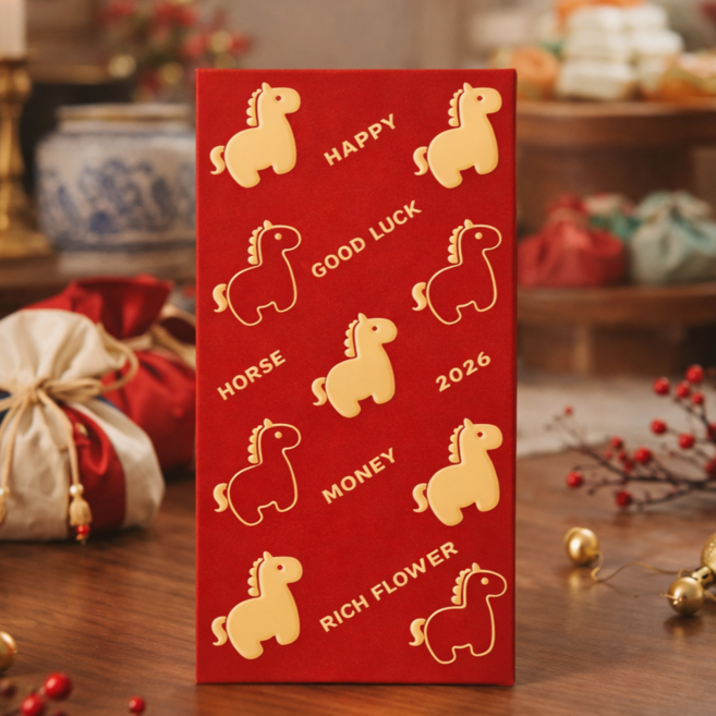 2026 병오년 새해 용돈봉투 부모님 조카 용돈 말봉투 귀여운 붉은말띠해 세뱃돈 설날 빨간봉투 1세트, 2026 말, 행운, 10개