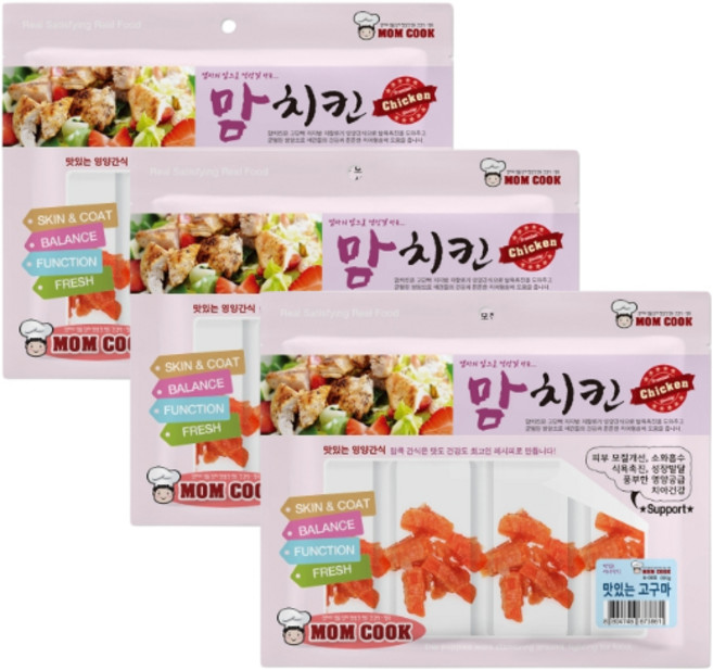 맘쿡 맘치킨 맛있는 강아지 영양 간식 오도독 닭갈비, 3개