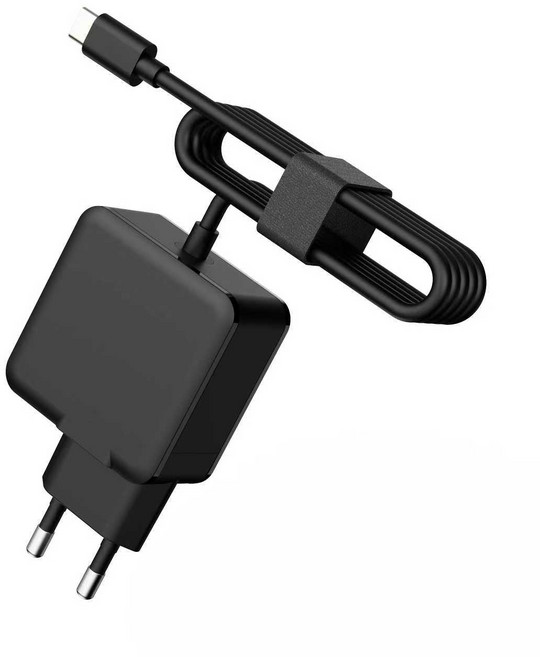 65W 질화갈륨(GaN) PDPPS 초고속 충전기 Type-C 포트 1.5m 일체형 케이블 노트북 / MacBook / LG / 삼성 / 태블릿 등 급속 충전 가능, 1개, 블랙