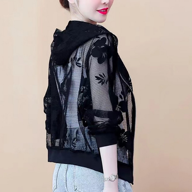 슬림소녀 여성 여름 얇은 자카드 긴팔 상의 편안하고 데일리 캐주얼 코트 카디건