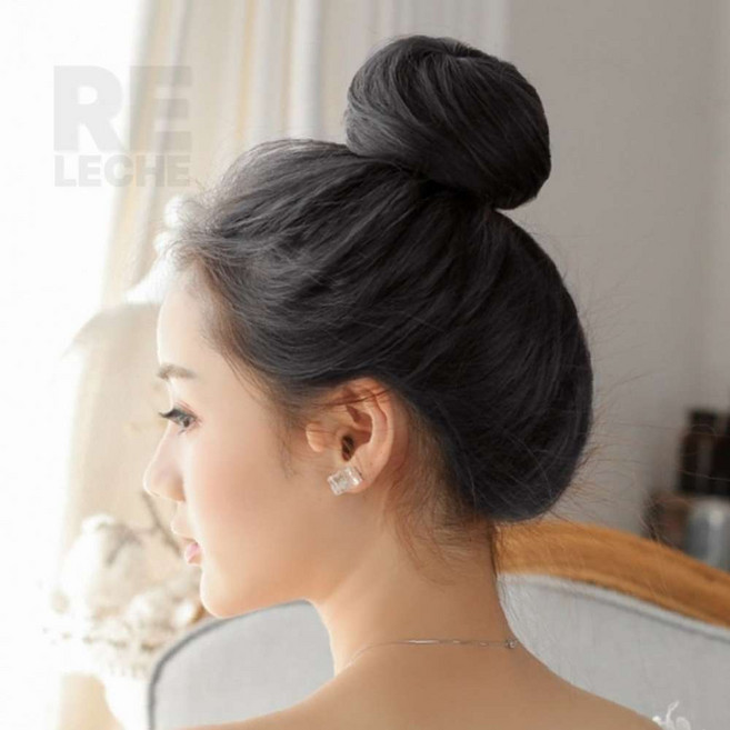 로레셋 올림머리 번스타일 가발 내추럴블랙 저녁약속가발