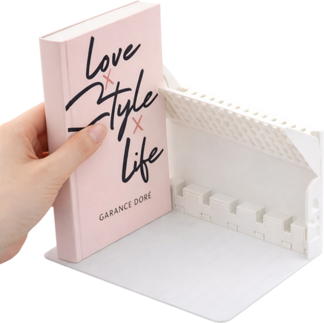 레아레아 안쓰러지는 책꽂이 북엔드, 화이트