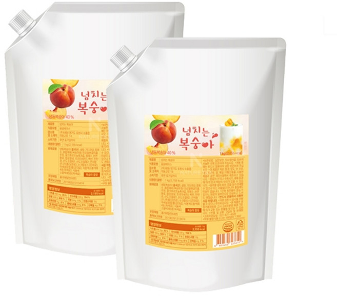 네이쳐티 넘치는복숭아 베이스, 2개, 1kg