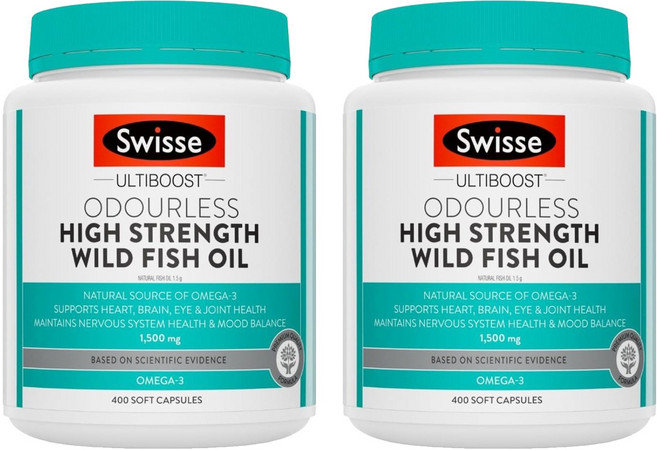 스위스 울티부스트 하이 스트렝스 와일드 피시 오일 1500mg 소프트 캡슐, 400정, 2개