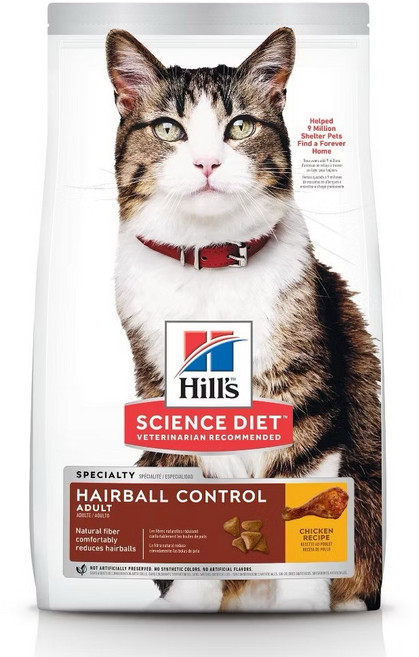 希爾思 Hill's 成貓化毛配方 貓飼料, 雞, 3.17kg, 1個
