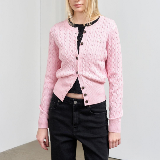 GENERAL IDEA 韓國女款超細羊毛麻花開襟衫 WBD3L04505 柔軟舒適 經典百搭