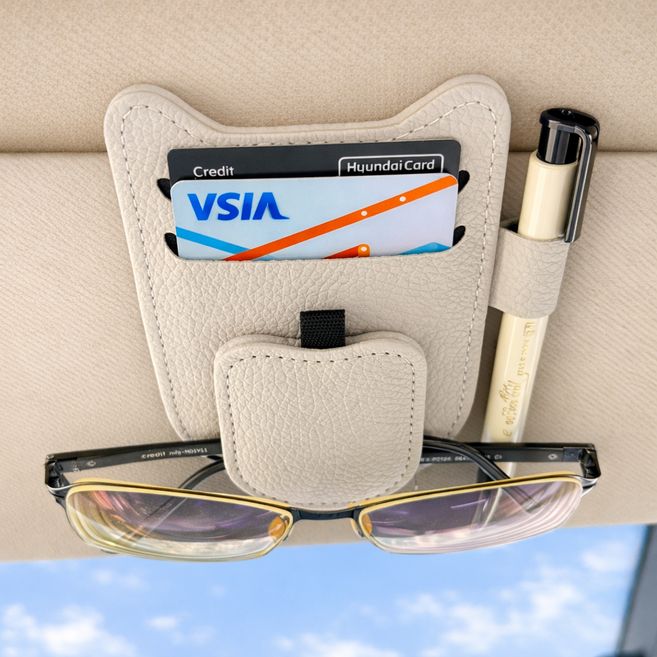 차량용 카드포켓 선바이저 카드수납 카드홀더 썬바이저 카드포켓 클립, 연그레이, 1개