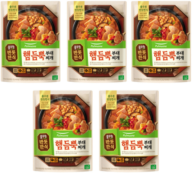 풀무원 반듯한식 햄듬뿍 부대찌개, 460g, 5개