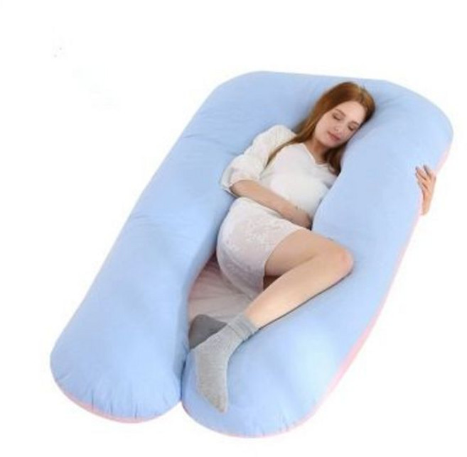 임산부 베개 U자형 다기능 허리 슬리핑 사이드 수면, 140x80cm 2kg, 제이드블루 코튼