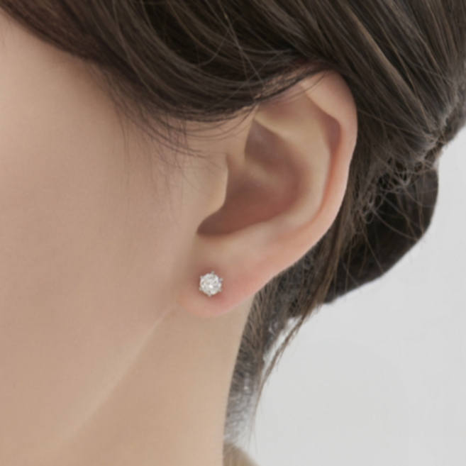 [미니골드 김천점] Pt950 플래티넘 랩다이아몬드 3부 베이직 6프롱 백금 귀걸이 EAAS5100L