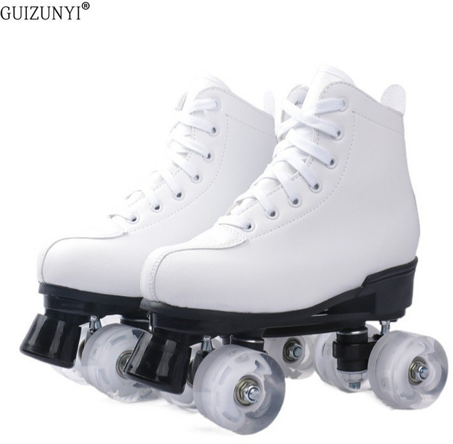 LED 커플 롤러 스케이트 슈즈 남자 여자 4륜 섬광 바퀴 발광 추억, C. 하얀피부+하얀휠, 1개