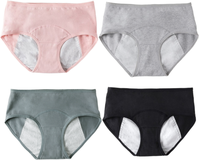 소온다미 여학생 면 스판 위생 팬티 4종세트 생리 앞샘방지 주니어 메쉬 방수 속옷