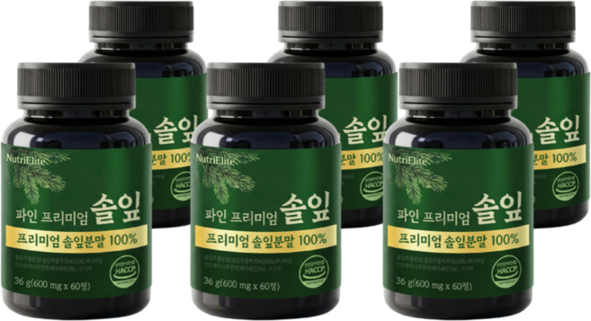 뉴트리엘리트 파인 프리미엄 솔잎 100% 식약청인증, 6개, 60정