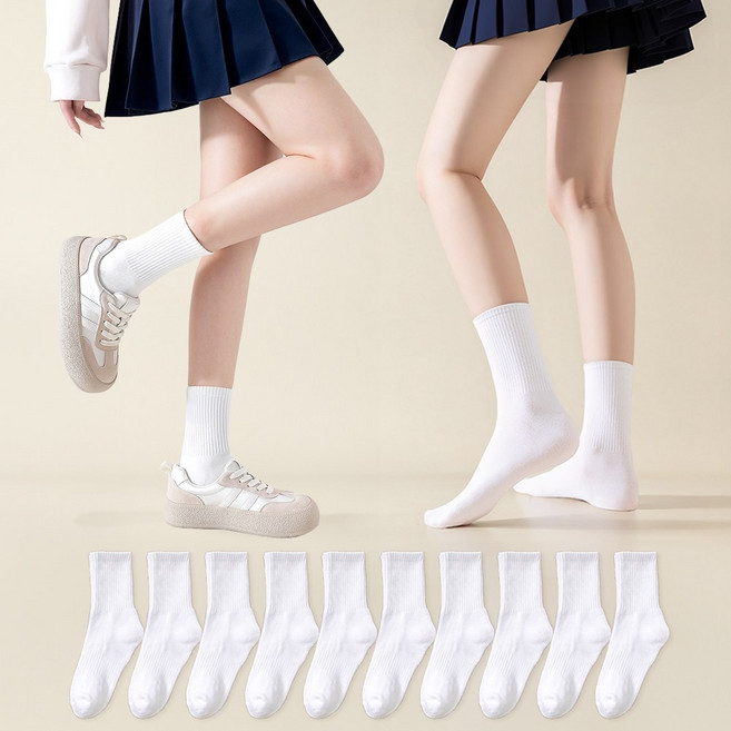 코욜하우키 여성용 프리미엄 무지 장목 양말 10켤레