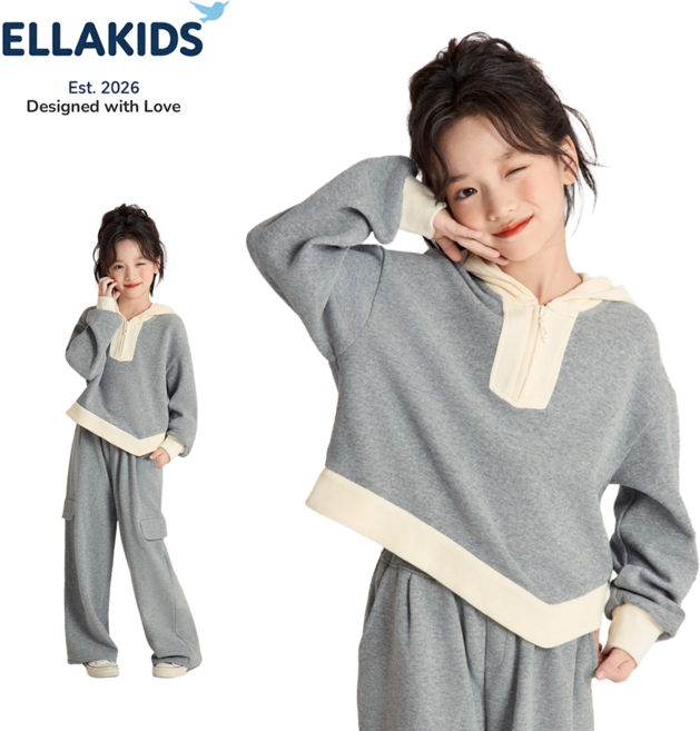 엘라키즈 여아 주니어 반집업후드 상하세트 초등여아상하복 초등여아 후드집업