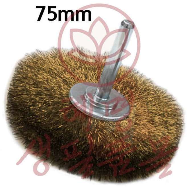 철브러쉬 드릴용 브러쉬 75mm 녹 이물질제거, T형 철 브러쉬 75mm 드릴용 평브러쉬, 1개