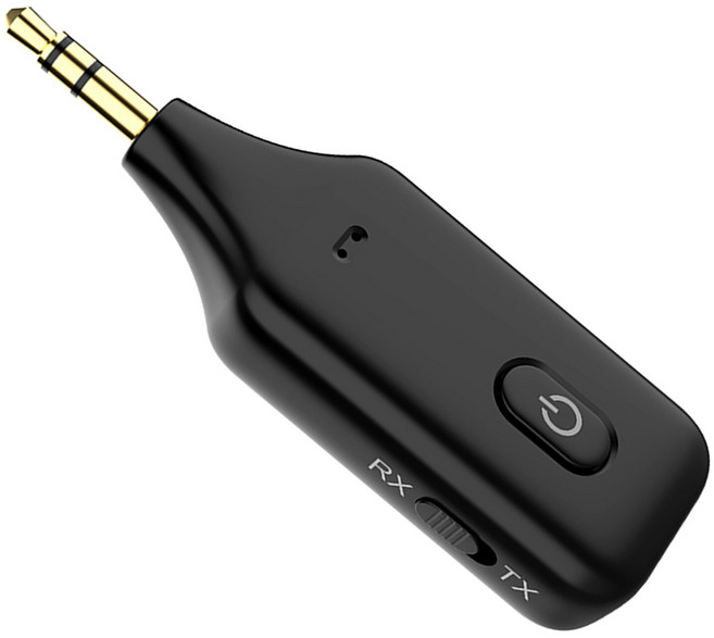 MTSHOP 블루투스 5.1 오디오 수신기 어댑터 송신기 3.5mm Aux 스테레오 오디오 자동차, 66x20x12mm., 검은 색, 플라스틱