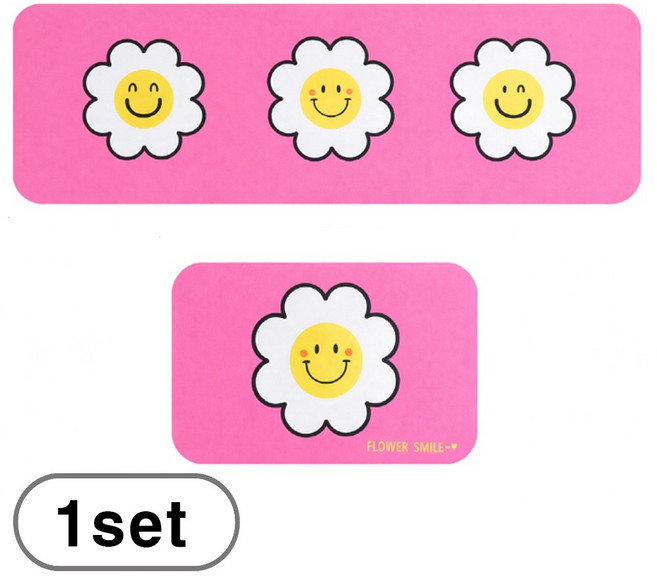 차쿠 규조토 주방 발매트 스마일 규조토 발매트 2종세트, 핑크