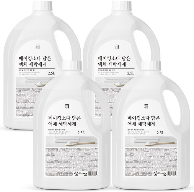살림백서 세탁세제 2.5Lx4개 식물유래성분 베이킹소다 액체 드럼 일반 겸용, 4개, 2.5L