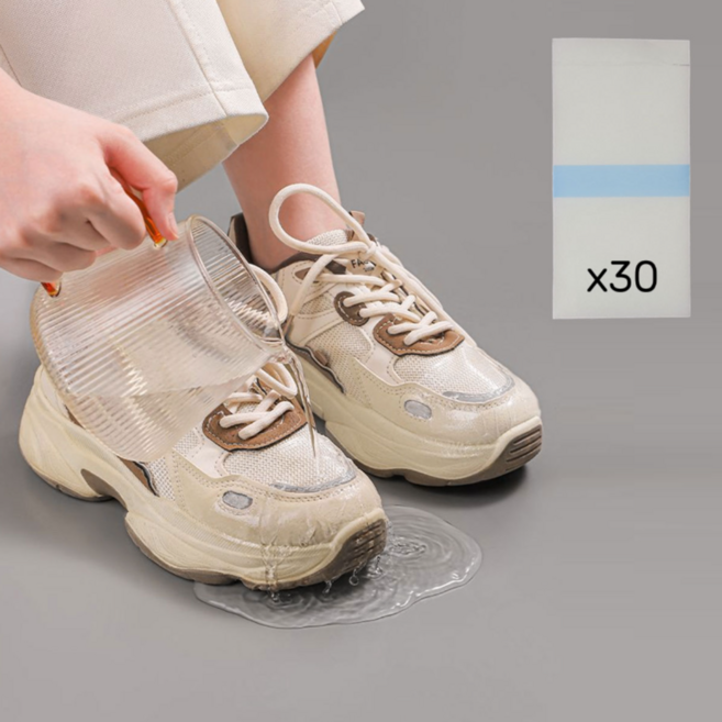 바이브미 일회용 방수 스티커 신발 오염방지 투명 필름 30개, 1세트, 직선형