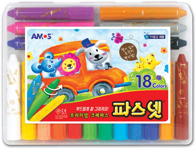 [아모스]파스넷크레파스 18색, 1개, 1개