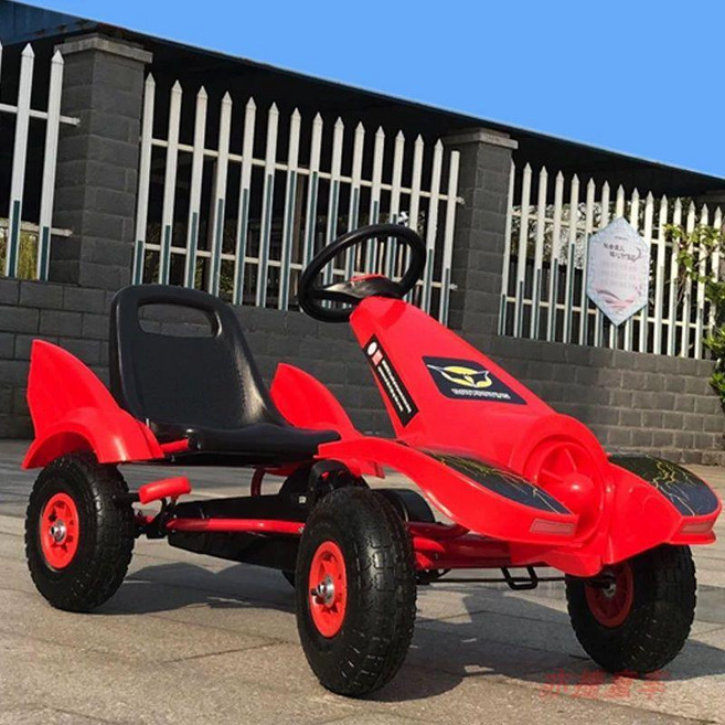 4륜 고카트 페달 카트 22인치 루지 레이싱 사륜 야외, 22인치 이상, 1개, 확대 버전 A16 공기압 3-10세 레드