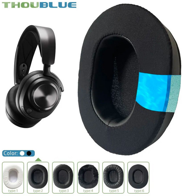 THOUBLUE-Steelseries Arctis Nova 1 Nova 3 Nova 7 Nova Pro 와이어 메모리 폼 커버 이어 패드 헤드폰용 교체 이어 패드, 5.5Black velvet, 1개