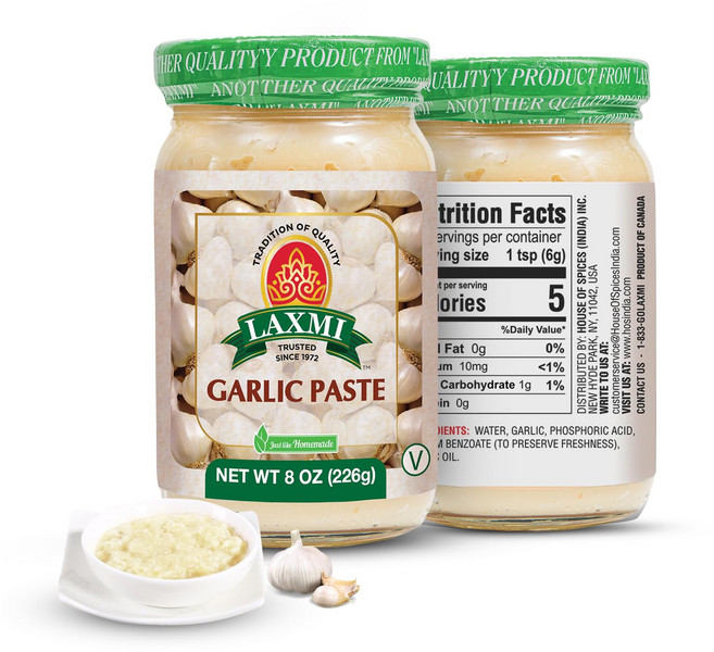 락스미 브랜드 전통 인도 생강 마늘 요리 페이스트 인도 음 Laxmi Garlic Paste 8oz | Premium quality and pure Garlic Ground |, 1개, 226g