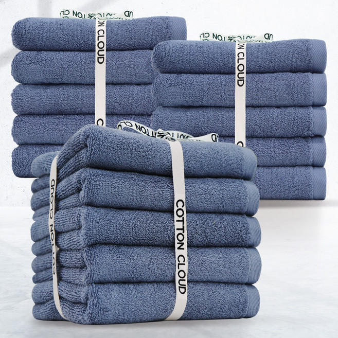 코튼클라우드 호텔수건 170g, 다크블루, 15개