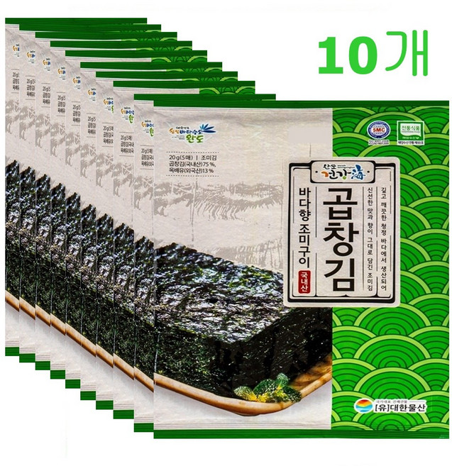 대한물산 바다향 조미구이 완도 곱창김, 10개, 20g