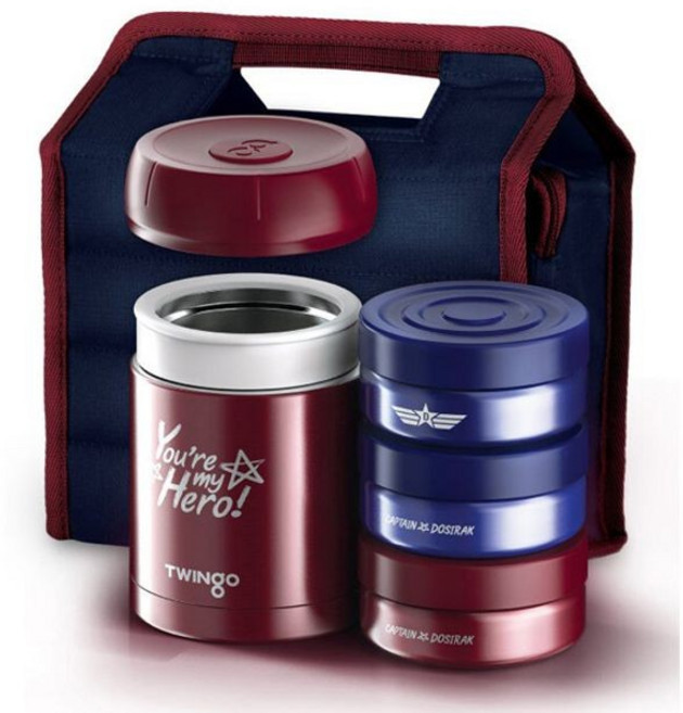 트윙고 캡틴 보온도시락 세트, 혼합 색상, 1세트